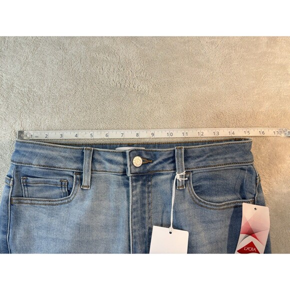 Cello Women Size 11 Denim Jeans High Rise Flare Wide Leg Distressed Holes NWT - Picture 9 of 12